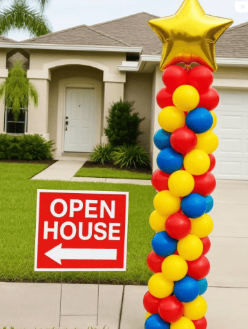 open house balloon column for realtors in Orlando, Florida